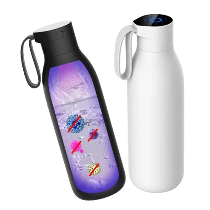 Updated Self Cleaning Sport Uvc Led Sanitizing Water Cup Uvc Cleaning Sus304 Water Bottle One-Click Uv Water Bottle