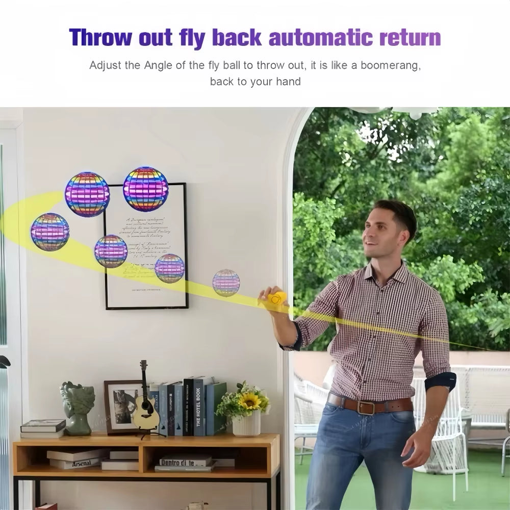 Flying Ball Children'S Hand Controlled Color LED Cosmic Globe 360 °Rotating Suspension Ball Suitable for Indoor and Outdoor Toy