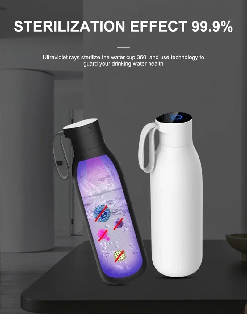 Updated Self Cleaning Sport Uvc Led Sanitizing Water Cup Uvc Cleaning Sus304 Water Bottle One-Click Uv Water Bottle